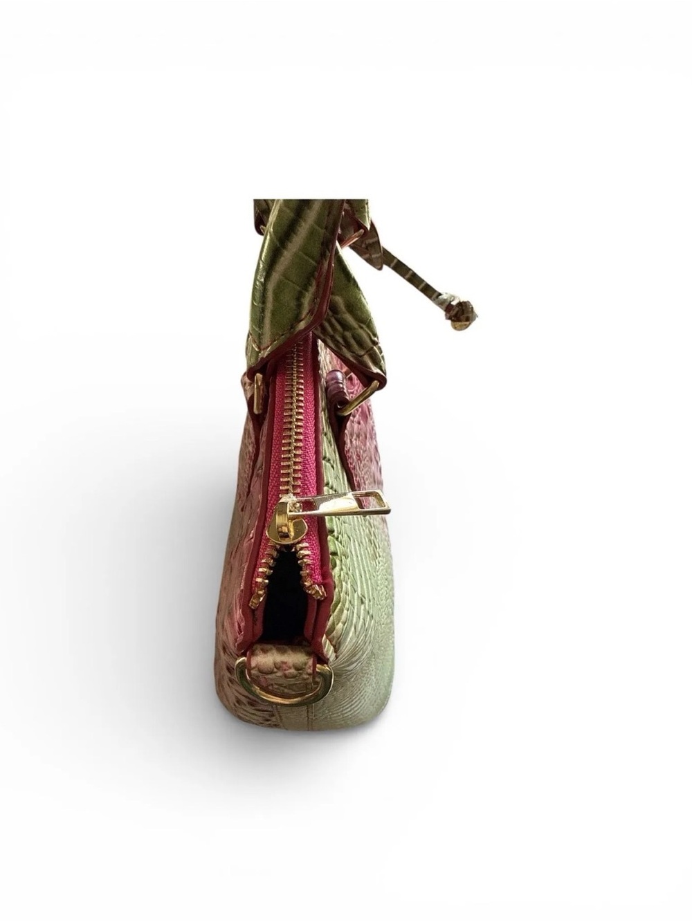 Pink and Green Ombre Croc-Embossed Tote Bag - Picture 4 of 8